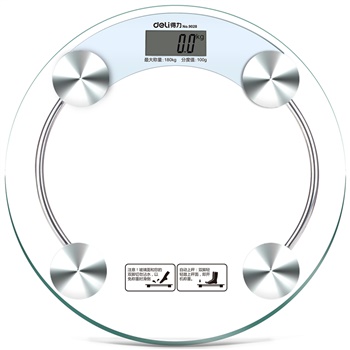得力9028电子健康秤(透明)(台)Φ330×8mm