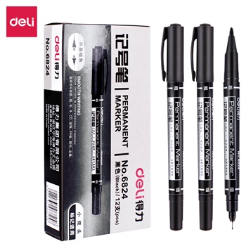 得力思达6824小双头记号笔(黑)(支)